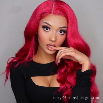 Pink Yellow Purple Blue Gray Red Orange 613 Wigs For Black Women Virgin Brazilian Human Hair Transparent Frontal Lace Wig Vendor